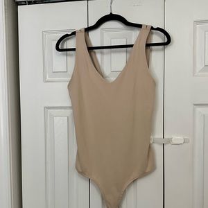 Nude open back bodysuit